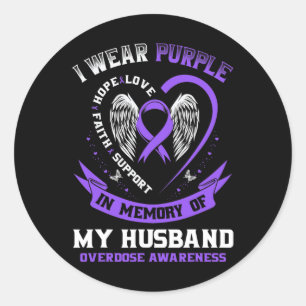 Sticker Rond Je Porte Le Violet En Mémoire De L'Overdose De La