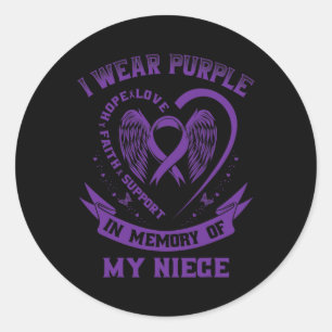 Sticker Rond Je Porte Le Violet En Mémoire De Ma Nièce Épilepsi