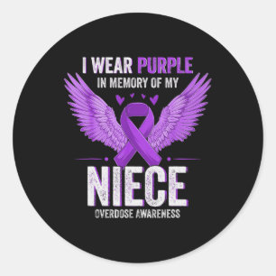 Sticker Rond Je Porte Le Violet En Mémoire De Ma Nièce Surdose