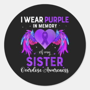 Sticker Rond Je Porte Le Violet En Mémoire De Ma Soeur À L'Époq