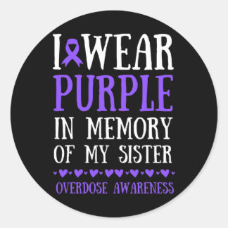 Sticker Rond Je Porte Le Violet En Mémoire De Ma Soeur À L'Époq