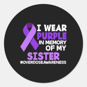 Sticker Rond Je Porte Le Violet En Mémoire De Ma Soeur À L'Époq