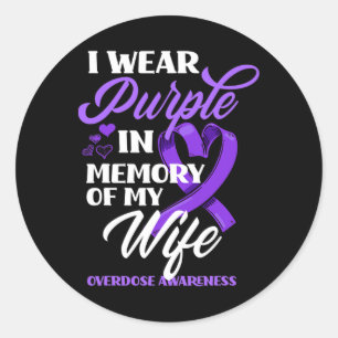 Sticker Rond Je Porte Le Violet En Mémoire De Mon Épouse Surdos