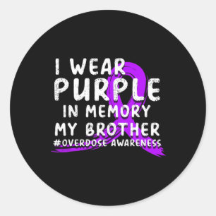 Sticker Rond Je Porte Le Violet En Mémoire De Mon Frère - Surdo