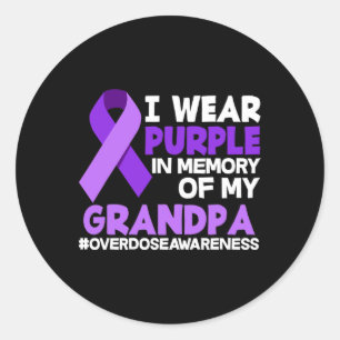 Sticker Rond Je Porte Le Violet En Mémoire De Mon Grand-Père, L