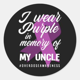 Sticker Rond Je Porte Le Violet En Mémoire Pour L'Overdose De M
