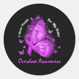 Sticker Rond Je Porte Le Violet Pour La Sensibilisation À La Su