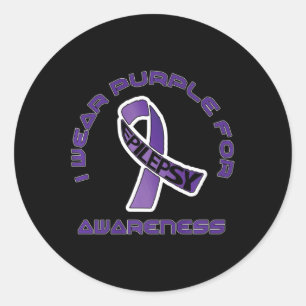 Sticker Rond Je Porte Le Violet Pour La Sensibilisation À L'Épi