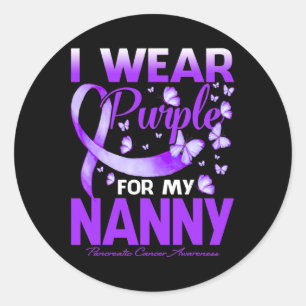 Sticker Rond Je Porte Le Violet Pour Ma Nanny Pancréatique Canc