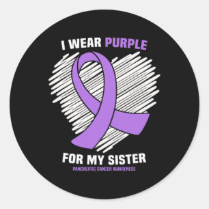 Sticker Rond Je Porte Le Violet Pour Ma Soeur Cancer Pancréatiq