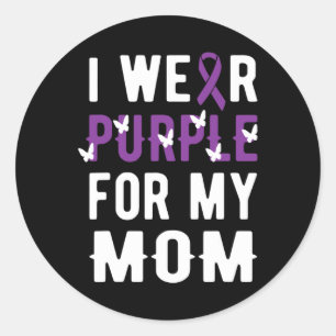 Sticker Rond Je Porte Le Violet Pour Maman Pancréatique Cancer 