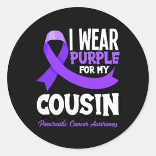 Sticker Rond Je Porte Le Violet Pour Mon Cousin Cancer Pancréat