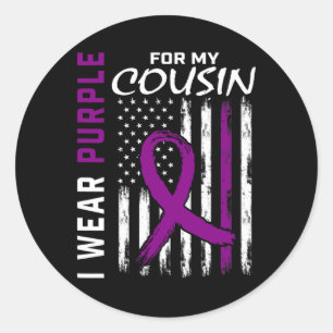 Sticker Rond Je Porte Le Violet Pour Mon Cousin Cancer Pancréat