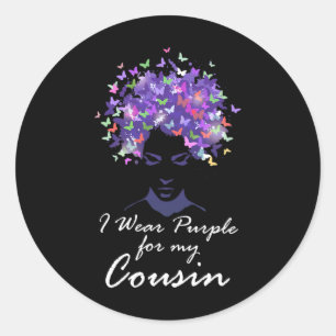Sticker Rond Je Porte Le Violet Pour Mon Cousin Soutien Heimerh