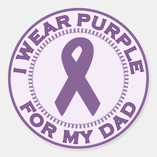 Sticker Rond Je Porte Le Violet Pour Mon Père (Devant)