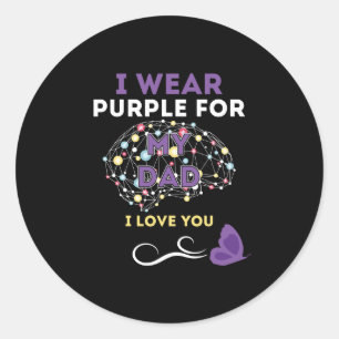 Sticker Rond Je Porte Le Violet Pour Mon Père