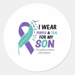 Sticker Rond Je Porte Le Violet Turquoise Pour Mon Fils Prévent