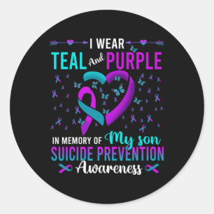 Sticker Rond Je Porte Le Violet Turquoise Pour Mon Fils Prévent