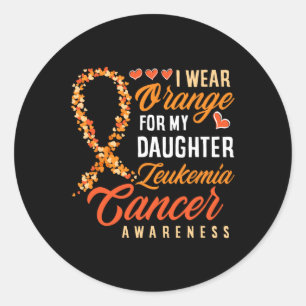 Sticker Rond Je Porte L'Orange Pour Ma Fille Leucémie Cancer Aw