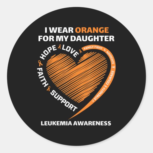 Sticker Rond Je porte l'orange pour ma fille Sensibilisation à  (Devant)