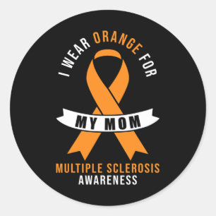 Sticker Rond Je Porte L'Orange Pour Ma Mère - Ruban Orange Mme