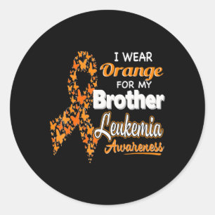 Sticker Rond Je porte l'orange pour mon Frère Leucémie Sensibil