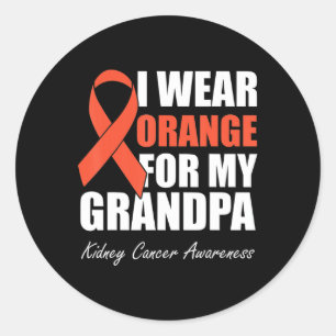 Sticker Rond Je Porte L'Orange Pour Mon Grand-Père Cancer Du Re