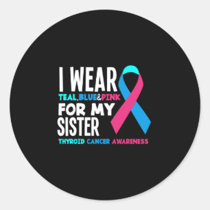 Sticker Rond Je Porte Ma Soeur Thyroïde Conscience Du Cancer
