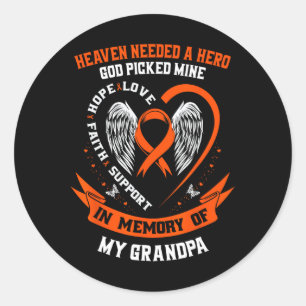 Sticker Rond Je Porte Orange En Mémoire De Mon Grand-Père Leuke
