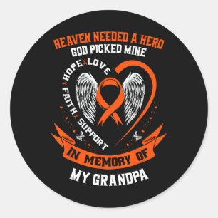 Sticker Rond Je porte Orange en mémoire de mon grand-père Leuke