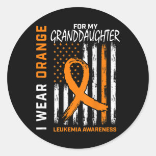 Sticker Rond Je Porte Orange Grand-Fille Leucémie