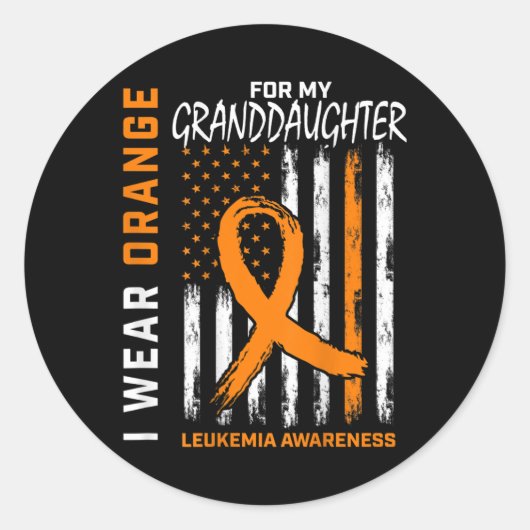 Sticker Rond Je Porte Orange Grand-Fille Leucémie (Devant)