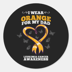 Sticker Rond Je Porte Orange Papa Leucémie Cancer Sensibilisati