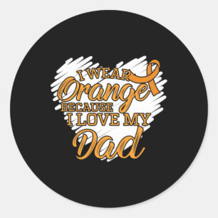 Sticker Rond Je Porte Orange Parce Que J'Aime Mon Père Pour La