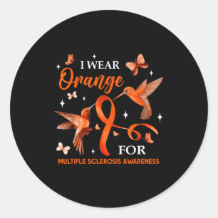 Sticker Rond Je porte orange pour la sensibilisation à la sclér