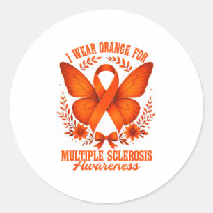 Sticker Rond Je porte orange pour la sensibilisation à la sclér