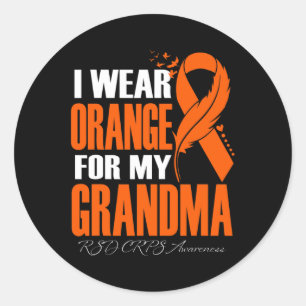 Sticker Rond Je Porte Orange Pour Ma Grand-Mère RSD CRPS Sensib