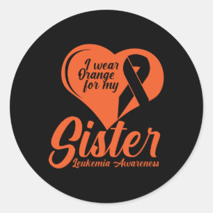 Sticker Rond Je porte Orange pour ma soeur