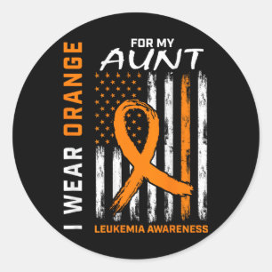 Sticker Rond Je Porte Orange Pour Ma Tante Leucémie Sensibilisa