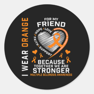 Sticker Rond Je Porte Orange Pour Mon Ami Sclérose En Plaques