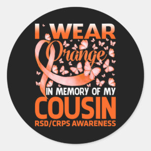 Sticker Rond Je Porte Orange Pour Mon Cousin Rsd Crps Sensibili