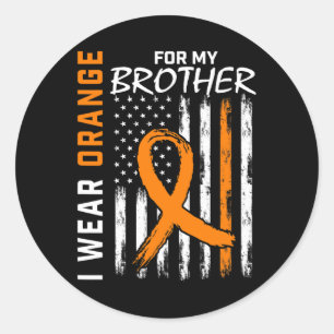 Sticker Rond Je Porte Orange Pour Mon Frère Leucémie Sensibilis