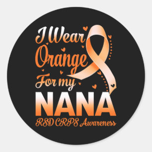 Sticker Rond Je Porte Orange Pour Mon Nana RSD CRPS Sensibilisa