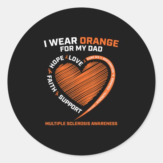 Sticker Rond Je Porte Orange Pour Mon Père (Devant)