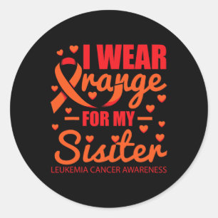 Sticker Rond Je porte Orange pour Soeur Leukemia