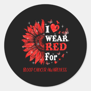 Sticker Rond Je porte Red Twinkle Coeur Tournesol Sang Cancer A