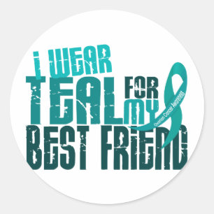 Sticker Rond Je porte Teal pour mon Cancer ovarien du meilleur