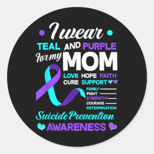 Sticker Rond Je Porte Turquoise & Purple Pour Ma Maman Suic