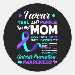 Sticker Rond Je Porte Turquoise & Purple Pour Ma Maman Suic
