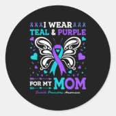 Sticker Rond Je Porte Turquoise & Purple Pour Ma Mère (Devant)